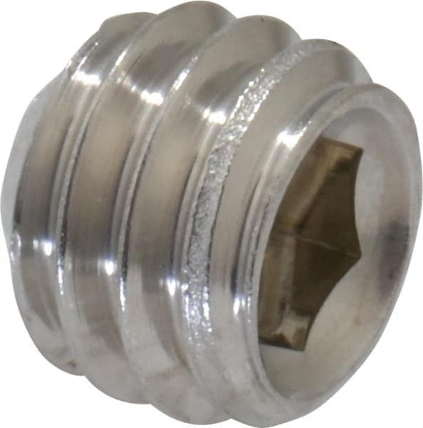 Value Collection - 5/16-18 UNC, 1/4" OAL, Cup Point Set Screw - Grade 18-8 Stainless Steel, 3/32" Key - Benchmark Tooling