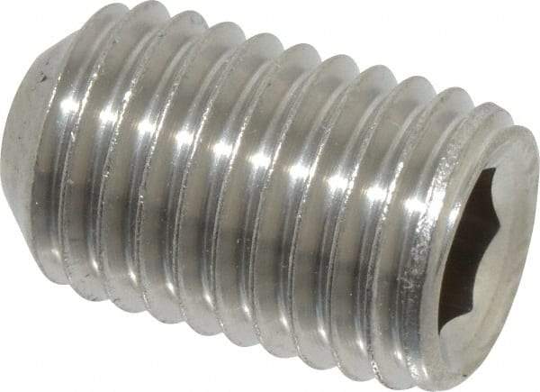 Value Collection - 5/16-24 UNF, 1/2" OAL, Cup Point Set Screw - Grade 18-8 Stainless Steel, 5/32" Key - Benchmark Tooling