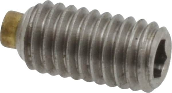 Made in USA - #10-32 UNF, 3/8" Length of Thread, Soft Tip Point Set Screw - Grade 18-8 Stainless Steel - Benchmark Tooling