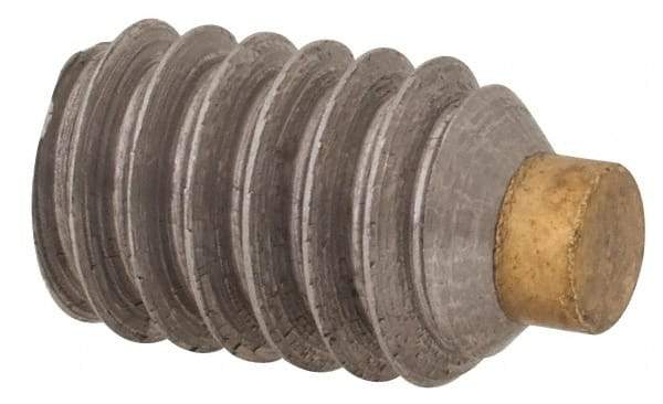 Made in USA - 1/4-20 UNC, 3/8" Length of Thread, Soft Tip Point Set Screw - Grade 18-8 Stainless Steel - Benchmark Tooling