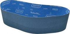 Norton - 4" Wide x 36" OAL, 180 Grit, Zirconia Alumina Abrasive Belt - Zirconia Alumina, Very Fine, Coated, X Weighted Cloth Backing, Series R823 - Benchmark Tooling