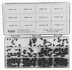 Made in USA - 210 Piece, #4-40 to 15/16-18, Alloy Steel Set Screw Assortment - Hex Head, Hex Socket Drive, 1/8 to 1/2" Long, Grade 303 - Benchmark Tooling