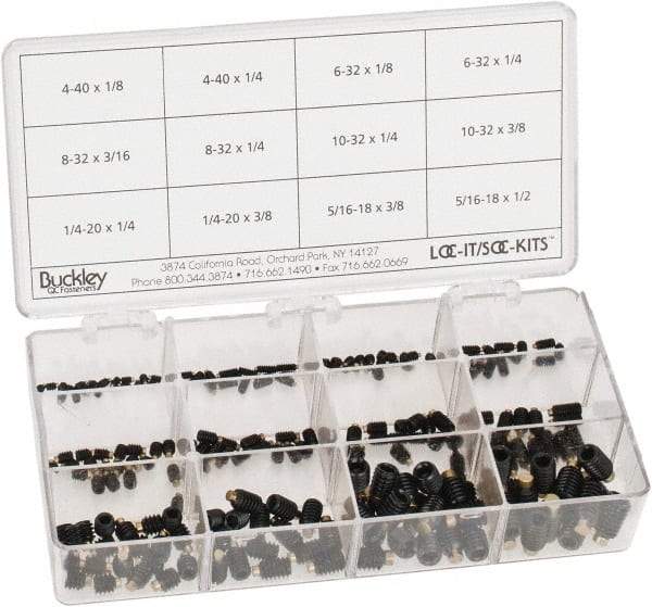 Made in USA - 210 Piece, #4-40 to 5/16-18, Alloy Steel Set Screw Assortment - Hex Head, Hex Socket Drive, 1/8 to 1/2" Long, Grade 303 - Benchmark Tooling