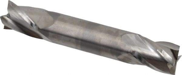 Niagara Cutter - 1/2", 5/8" LOC, 1/2" Shank Diam, 3" OAL, 4 Flute, Solid Carbide Square End Mill - Double End, Uncoated, Spiral Flute, 30° Helix, Centercutting, Right Hand Cut, Right Hand Flute, Series CSD430 - Benchmark Tooling