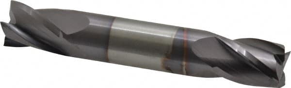 Niagara Cutter - 1/2", 5/8" LOC, 1/2" Shank Diam, 3" OAL, 4 Flute, Solid Carbide Square End Mill - Double End, TiAlN Finish, Spiral Flute, 30° Helix, Centercutting, Right Hand Cut, Right Hand Flute, Series CSD430 - Benchmark Tooling