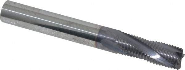 Niagara Cutter - 5/16" Diam, Fine Pitch, 13/16" LOC, 4 Flute Solid Carbide Corner Chamfer Roughing End Mill - AlTiN Finish, 2-1/2" OAL, 5/16" Shank Diam, Single End, Centercutting, 20° Helix - Benchmark Tooling