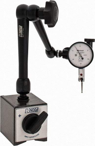 Mitutoyo - 0.0005" Graduation, 0-15-0 Dial Reading, Indicator & Base Kit - 0.0005 Inch Graduation, Includes Standard Magnetic Base, Test Indicator - Benchmark Tooling