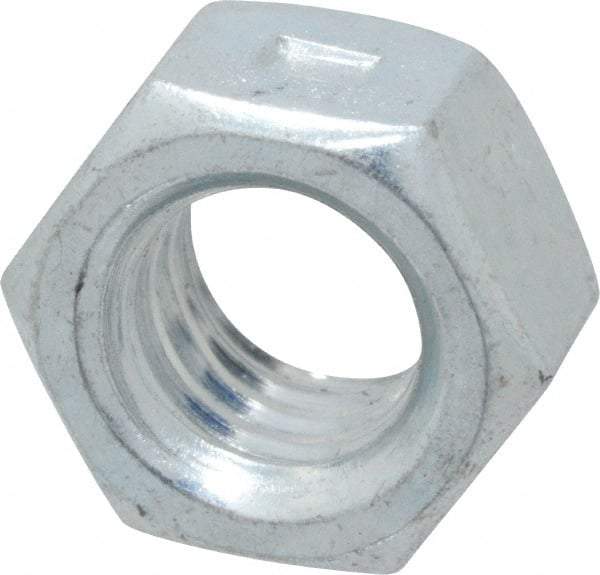 Value Collection - 3/8-16 UNC Grade 2 Two Way Lock Nut with Distorted Thread - 9/16" Width Across Flats, 21/64" High, Zinc-Plated Finish - Benchmark Tooling