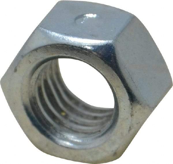 Value Collection - 1/2-13 UNC Grade 2 Two Way Lock Nut with Distorted Thread - 3/4" Width Across Flats, 7/16" High, Zinc-Plated Finish - Benchmark Tooling