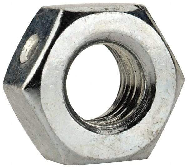 Value Collection - 1/4-28 UNF Grade 2 Two Way Lock Nut with Distorted Thread - 7/16" Width Across Flats, 7/32" High, Zinc-Plated Finish - Benchmark Tooling