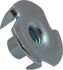 Value Collection - #10-24 Zinc-Plated Steel Standard Tee Nut - 5/16" Barrel Length, 3/4" Flange Diam, 3 Prongs - Benchmark Tooling