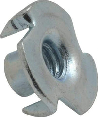 Value Collection - 1/4-20 Zinc-Plated Steel Standard Tee Nut - 5/16" Barrel Length, 3/4" Flange Diam, 3 Prongs - Benchmark Tooling