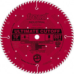 Freud - 10" Diam, 5/8" Arbor Hole Diam, 80 Tooth Wet & Dry Cut Saw Blade - Carbide-Tipped, Standard Round Arbor - Benchmark Tooling