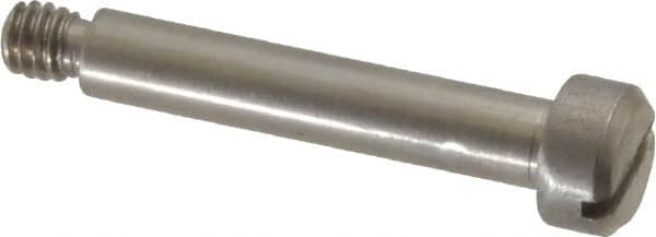 Made in USA - 3/16" Shoulder Diam x 1" Shoulder Length, #8-32 UNC, Slotted Precision Shoulder Screw - 303, 18-8 Stainless Steel, Uncoated, 5/32" Head Height x 5/16" Head Diam - Benchmark Tooling