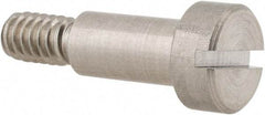 Made in USA - 5/16" Shoulder Diam x 5/8" Shoulder Length, 1/4-20 UNC, Slotted Precision Shoulder Screw - 303, 18-8 Stainless Steel, Uncoated, 7/32" Head Height x 1/2" Head Diam - Benchmark Tooling
