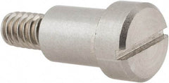 Made in USA - 3/8" Shoulder Diam x 1/2" Shoulder Length, 1/4-20 UNC, Slotted Precision Shoulder Screw - 303 Stainless Steel, Uncoated, 7/32" Head Height x 1/2" Head Diam - Benchmark Tooling
