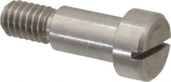 Made in USA - 3/8" Shoulder Diam x 5/8" Shoulder Length, 5/16-18 UNC, Slotted Precision Shoulder Screw - 303 Stainless Steel, Uncoated, 1/4" Head Height x 9/16" Head Diam - Benchmark Tooling