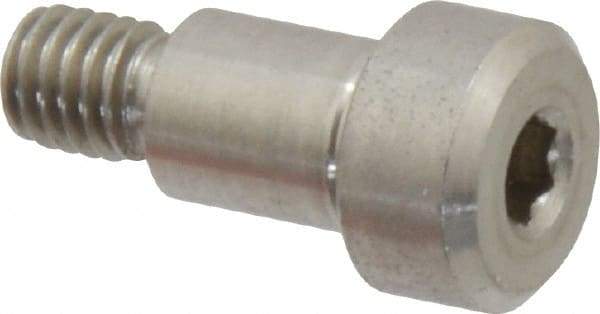 Made in USA - 1/4" Shoulder Diam x 5/16" Shoulder Length, #10-32 UNF, Hex Socket Precision Shoulder Screw - 303, 18-8 Stainless Steel, Uncoated, 3/16" Head Height x 3/8" Head Diam - Benchmark Tooling