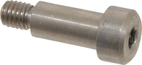 Made in USA - 1/4" Shoulder Diam x 1/2" Shoulder Length, #10-32 UNF, Hex Socket Precision Shoulder Screw - 303, 18-8 Stainless Steel, Uncoated, 3/16" Head Height x 3/8" Head Diam - Benchmark Tooling