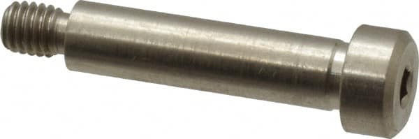 Made in USA - 1/4" Shoulder Diam x 1" Shoulder Length, #10-32 UNF, Hex Socket Precision Shoulder Screw - 303, 18-8 Stainless Steel, Uncoated, 3/16" Head Height x 3/8" Head Diam - Benchmark Tooling