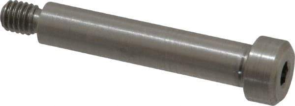 Made in USA - 1/4" Shoulder Diam x 1-1/4" Shoulder Length, #10-32 UNF, Hex Socket Precision Shoulder Screw - 303 Stainless Steel, Uncoated, 3/16" Head Height x 3/8" Head Diam - Benchmark Tooling