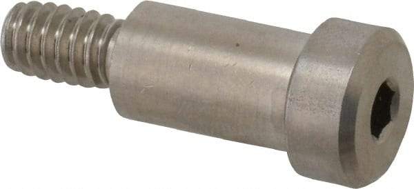 Made in USA - 3/8" Shoulder Diam x 5/8" Shoulder Length, 1/4-20 UNC, Hex Socket Precision Shoulder Screw - 303 Stainless Steel, Uncoated, 7/32" Head Height x 1/2" Head Diam - Benchmark Tooling
