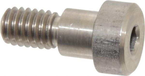 Made in USA - 3/8" Shoulder Diam x 5/16" Shoulder Length, 5/16-18 UNC, Hex Socket Precision Shoulder Screw - 303 Stainless Steel, Uncoated, 1/4" Head Height x 9/16" Head Diam - Benchmark Tooling