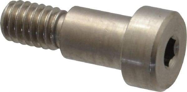 Made in USA - 3/8" Shoulder Diam x 1/2" Shoulder Length, 5/16-18 UNC, Hex Socket Precision Shoulder Screw - 303 Stainless Steel, Uncoated, 1/4" Head Height x 9/16" Head Diam - Benchmark Tooling