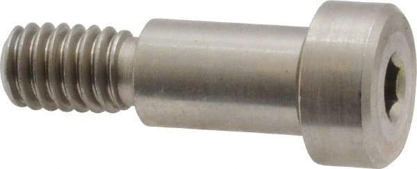 Made in USA - 3/8" Shoulder Diam x 5/8" Shoulder Length, 5/16-18 UNC, Hex Socket Precision Shoulder Screw - 303 Stainless Steel, Uncoated, 1/4" Head Height x 9/16" Head Diam - Benchmark Tooling