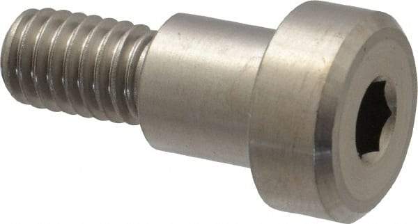 Made in USA - 1/2" Shoulder Diam x 1/2" Shoulder Length, 3/8-16 UNC, Hex Socket Precision Shoulder Screw - 303, 18-8 Stainless Steel, Uncoated, 5/16" Head Height x 3/4" Head Diam - Benchmark Tooling