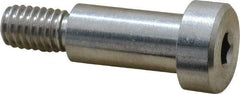 Made in USA - 1/2" Shoulder Diam x 1" Shoulder Length, 3/8-16 UNC, Hex Socket Precision Shoulder Screw - 303, 18-8 Stainless Steel, Uncoated, 5/16" Head Height x 3/4" Head Diam - Benchmark Tooling