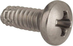 Value Collection - #6-32 UNC Thread, 3/8" Length Under Head, #2 Phillips Drive Stainless Steel Thread Cutting Screw - Pan Head, Grade 410, Point Type F - Benchmark Tooling