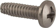 Value Collection - #6-32 UNC Thread, 1/2" Length Under Head, #2 Phillips Drive Stainless Steel Thread Cutting Screw - Pan Head, Grade 410, Point Type F - Benchmark Tooling