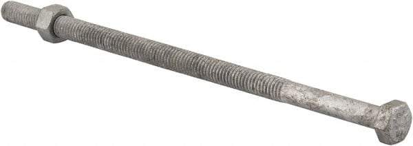 Value Collection - 3/8-16 Thread, 8" Length Under Head, Steel Hex Head Bolt - Hot Dipped Galvanized Coated, 9/16" Hex, UNC Thread, ANSI/ASME B18.2.2 & ASME B18.2.1, Grade 2 - Benchmark Tooling