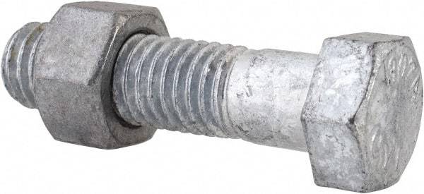 Value Collection - 1/2-13 Thread, 2" Length Under Head, Steel Hex Head Bolt - Hot Dipped Galvanized Coated, 3/4" Hex, UNC Thread, ANSI/ASME B18.2.2 & ASME B18.2.1, Grade 2 - Benchmark Tooling