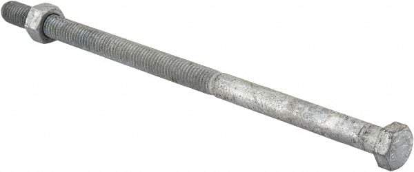 Value Collection - 1/2-13 Thread, 10" Length Under Head, Steel Hex Head Bolt - Hot Dipped Galvanized Coated, 3/4" Hex, UNC Thread, ANSI/ASME B18.2.2 & ASME B18.2.1, Grade 2 - Benchmark Tooling