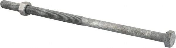 Value Collection - 1/2-13 Thread, 11" Length Under Head, Steel Hex Head Bolt - Hot Dipped Galvanized Coated, 3/4" Hex, UNC Thread, ANSI/ASME B18.2.2 & ASME B18.2.1, Grade 2 - Benchmark Tooling