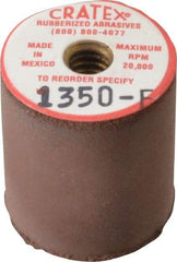 Cratex - 7/8" Max Diam x 1" Long, Cylinder, Rubberized Point - Fine Grade, Silicon Carbide, 1/4" Arbor Hole, Unmounted - Benchmark Tooling