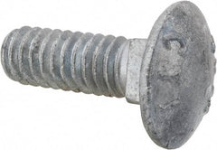 Value Collection - 1/4-20 UNC 3/4" Length Under Head, Standard Square Neck, Carriage Bolt - 1006-1050 Steel, Galvanized Zinc-Plated Finish - Benchmark Tooling