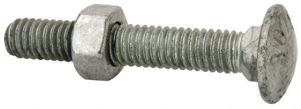 Value Collection - 5/16-18 UNC 2" Length Under Head, Standard Square Neck, Carriage Bolt - 1006-1050 Steel, Galvanized Zinc-Plated Finish - Benchmark Tooling