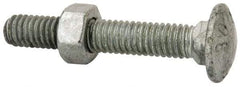 Value Collection - 5/16-18 UNC 2" Length Under Head, Standard Square Neck, Carriage Bolt - 1006-1050 Steel, Galvanized Zinc-Plated Finish - Benchmark Tooling