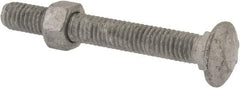 Value Collection - 3/8-16 UNC 3" Length Under Head, Standard Square Neck, Carriage Bolt - 1006-1050 Steel, Galvanized Zinc-Plated Finish - Benchmark Tooling