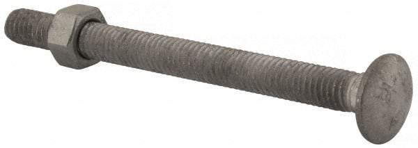 Value Collection - 3/8-16 UNC 4-1/2" Length Under Head, Standard Square Neck, Carriage Bolt - 1006-1050 Steel, Galvanized Zinc-Plated Finish - Benchmark Tooling