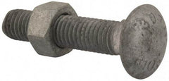 Value Collection - 1/2-13 UNC 2-1/2" Length Under Head, Standard Square Neck, Carriage Bolt - 1006-1050 Steel, Galvanized Zinc-Plated Finish - Benchmark Tooling