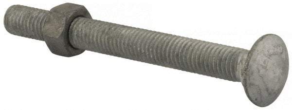 Value Collection - 1/2-13 UNC 5" Length Under Head, Standard Square Neck, Carriage Bolt - 1006-1050 Steel, Galvanized Zinc-Plated Finish - Benchmark Tooling