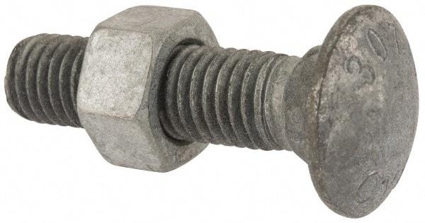 Value Collection - 5/8-11 UNC 2-1/2" Length Under Head, Standard Square Neck, Carriage Bolt - 1006-1050 Steel, Galvanized Zinc-Plated Finish - Benchmark Tooling