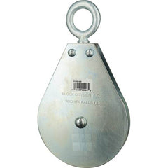 Block Division - 1, 550 Lbs. Load Limit, Swivel Eye Snatch Block - Single Sheave, 3-1/2 Inch Outside Diameter, Wire Rope, 5/16 Inch Diameter, Eye, 1-3/16 Inch Inside Diameter, Carbon Steel, Zinc Plated Finish - Benchmark Tooling