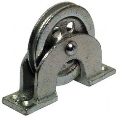 Value Collection - Single Open Upright Mount Guidance Pulley - Sheave, 3-1/4 Inch Outside Diameter, Wire Rope, 1/4 Inch Diameter, 0.209 Inch to 0.22 Inch Mounting Hole Diameter Iron, Galvanized Finish - Benchmark Tooling