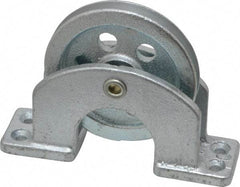 Value Collection - Single Open Upright Mount Guidance Pulley - Sheave, 2-1/2 Inch Outside Diameter, Wire Rope, 3/16 Inch Diameter, 0.144 Inch to 0.155 Inch Mounting Hole Diameter Iron, Galvanized Finish - Benchmark Tooling