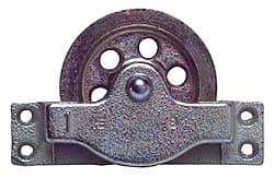 Value Collection - Single Open Side Mount Guidance Pulley - Sheave, 4-1/2 Inch Outside Diameter, Wire Rope, 3/8 Inch Diameter, 0.235 Inch to 0.246 Inch Mounting Hole Diameter Iron, Galvanized Finish - Benchmark Tooling